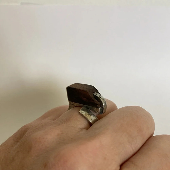 Anne Marie Chagnon Solid Pewter Ring Wood Ring - Picture 8 of 10
